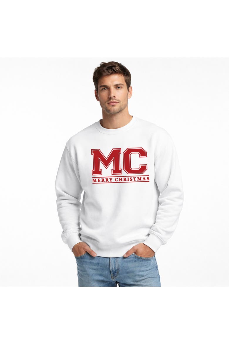 Merry Christmas Initials Sweatshirt, Main, color, White
