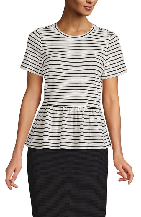 Short Sleeve Lightweight Jersey Crew Neck Peplum Tee
