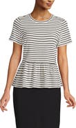 Lands' End Short Sleeve Lightweight Jersey Crew Neck Peplum Tee