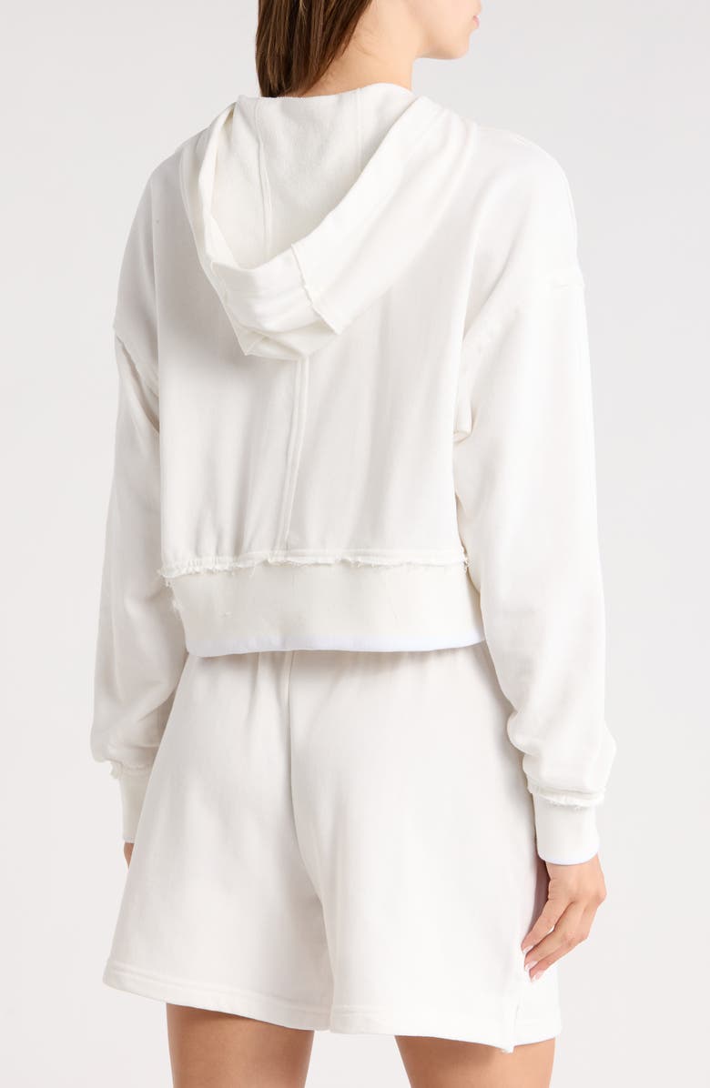 YOGALICIOUS Stonewash Crop Hoodie, Alternate, color, White Dove