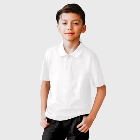 Boys Soft 100% Cotton Jersey 2-Button Short Sleeve Polo Shirt