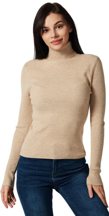 Slim Fit Ribbed Turtleneck Sweater Top