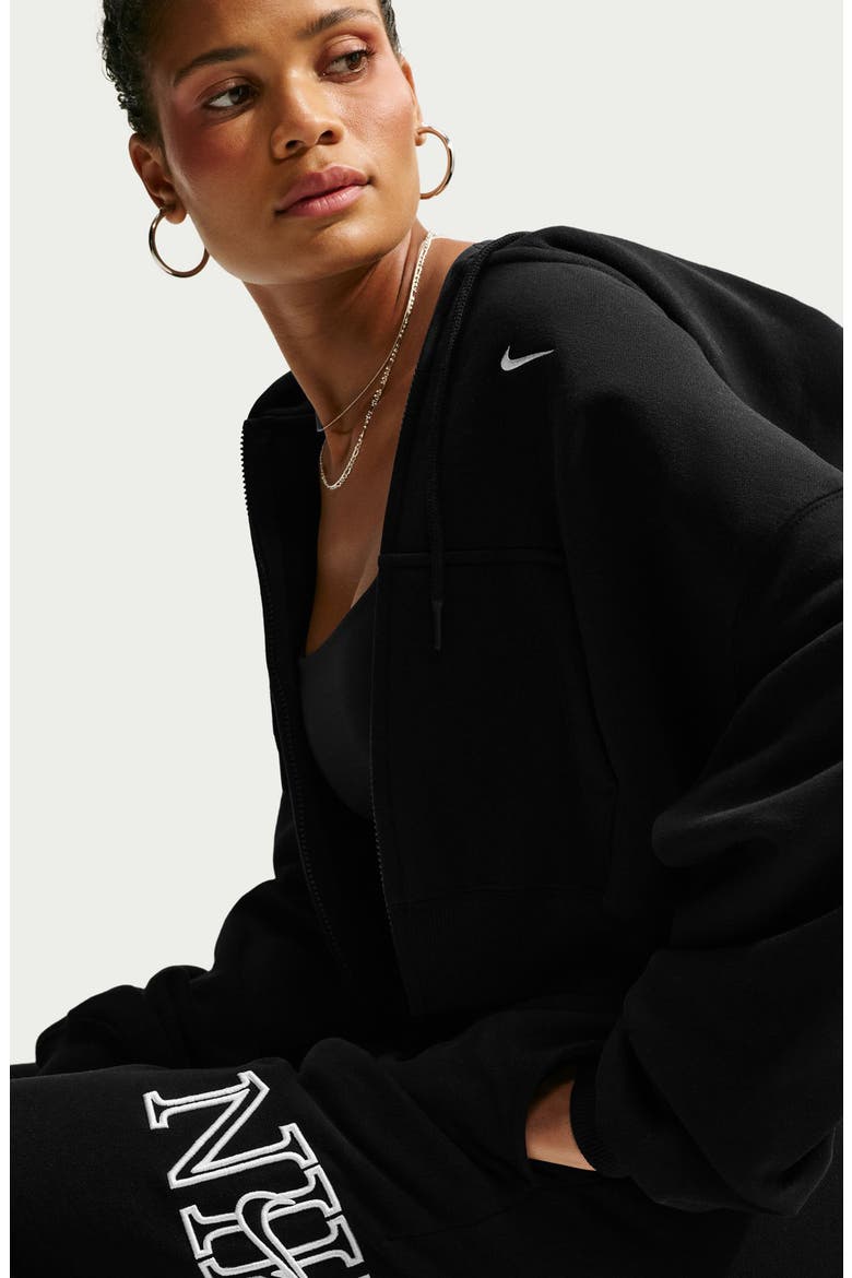 Sportswear Studio Oversized Fleece Sweatpants, Alternate, color, TOTAL BLACK/ WHITE