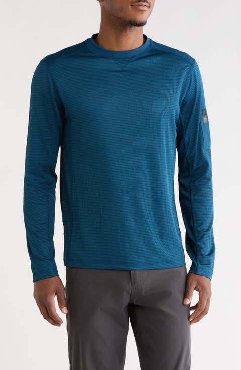 Grid Jacquard Long Sleeve T-Shirt