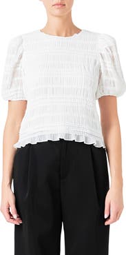 Endless Rose Smocked Puff Sleeve Top