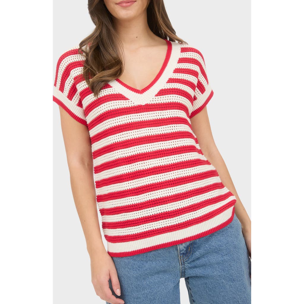 BLU PEPPER BLU PEPPER OPEN STITCH SHORT SLEEVE SWEATER
