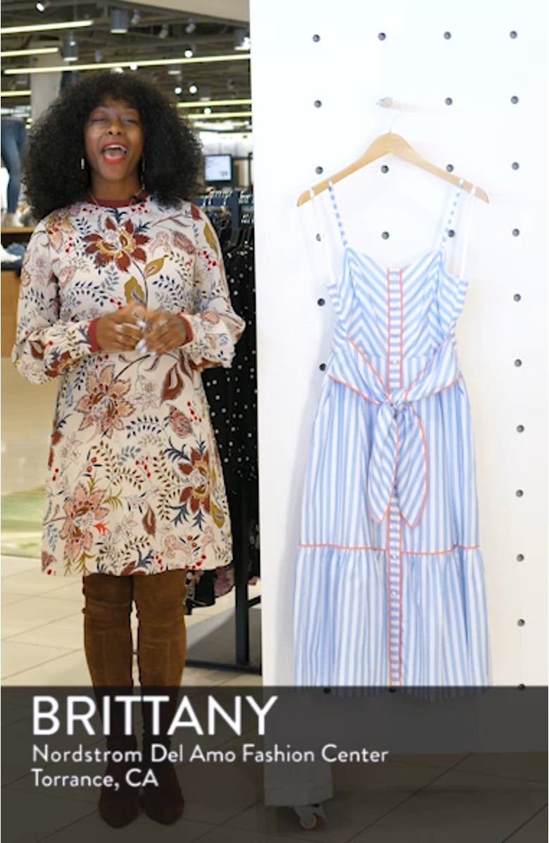 Stripe Piped Cotton Sundress, sales video thumbnail