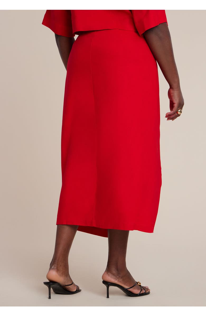 ELOQUII Linen Blend Wrap Skirt, Alternate, color, Goji Berry