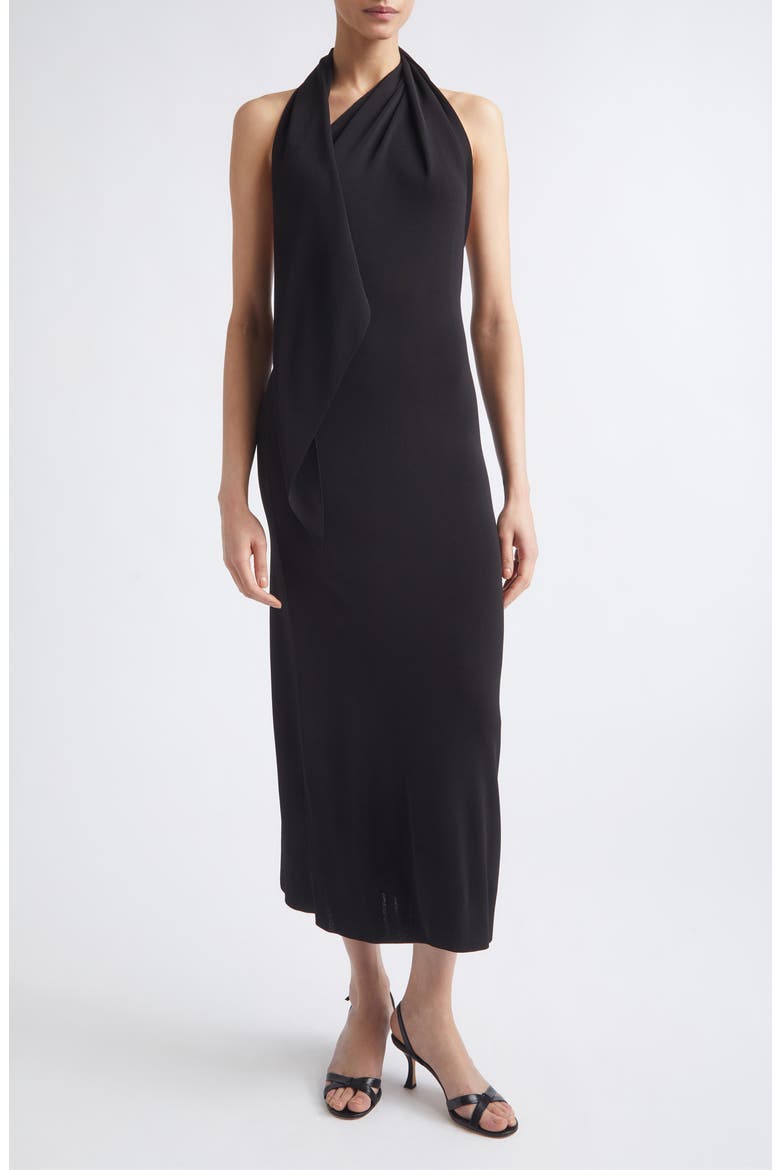 Mitchell Scarf Halter Knit Maxi Dress, Main, color, BLACK