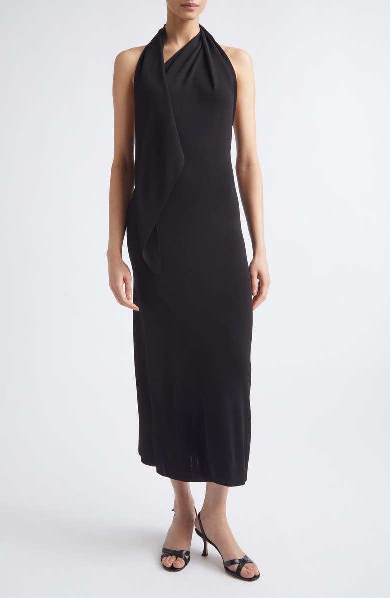 Altuzarra Mitchell Scarf Halter Knit Maxi Dress, Main, color, Black