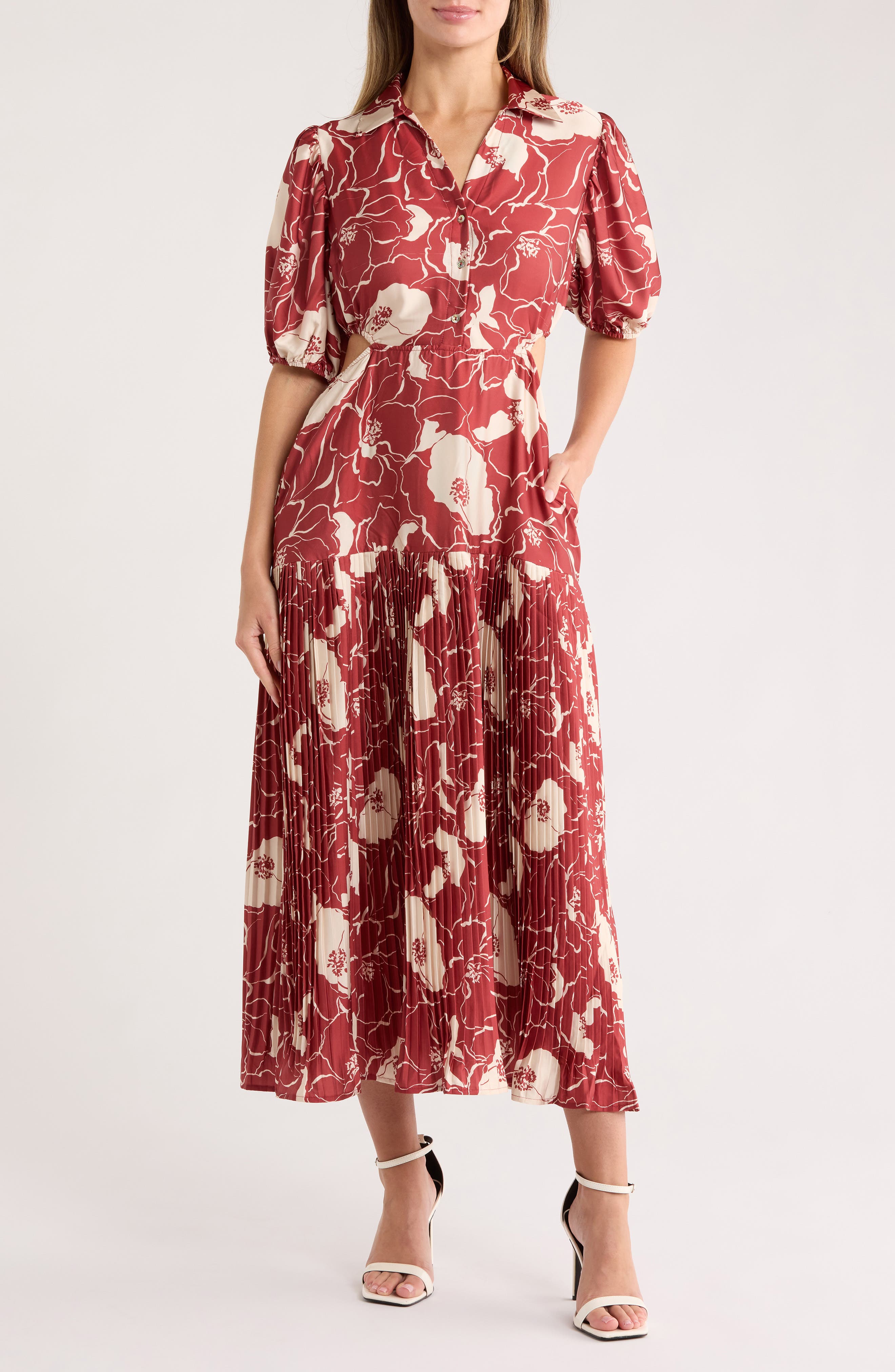 MELLODAY Johnny Collar Cutout Midi Dress