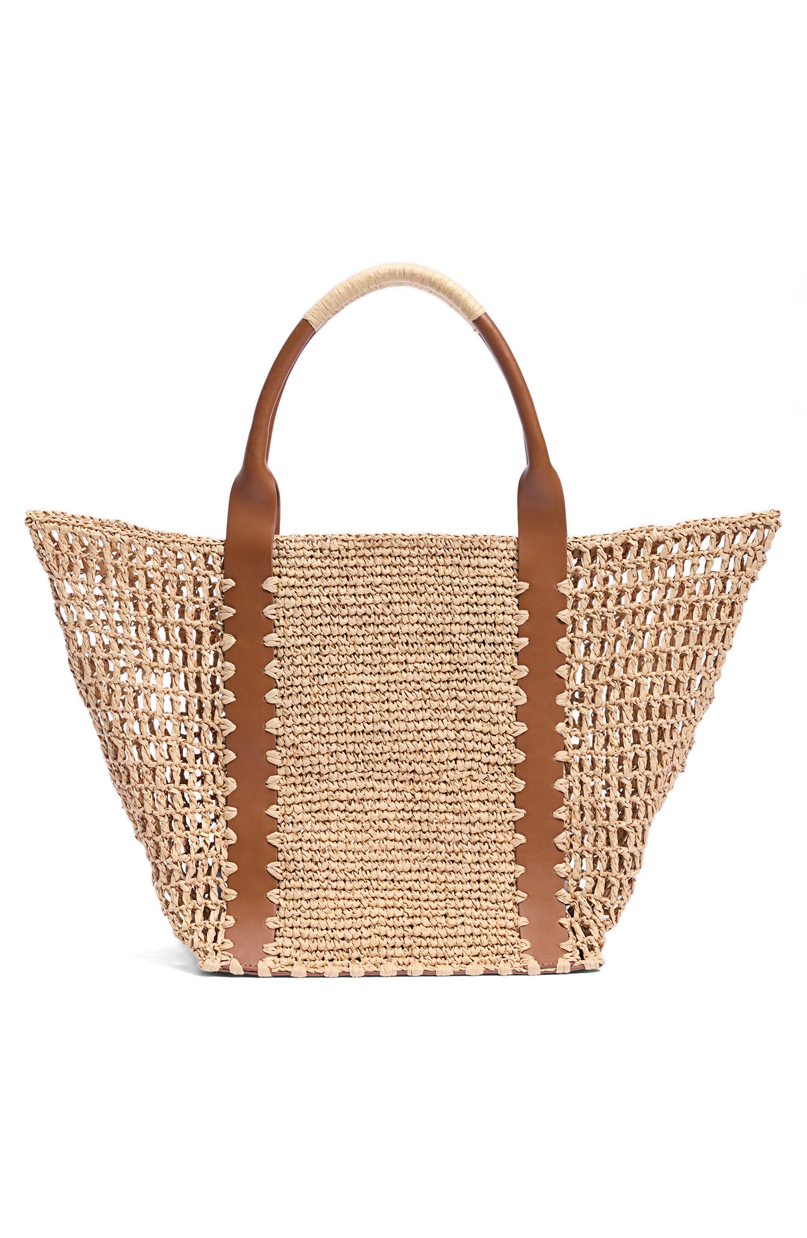 Sam Edelman Marley Open Weave Raffia Collapsible Tote Bag, Alternate, color, 
