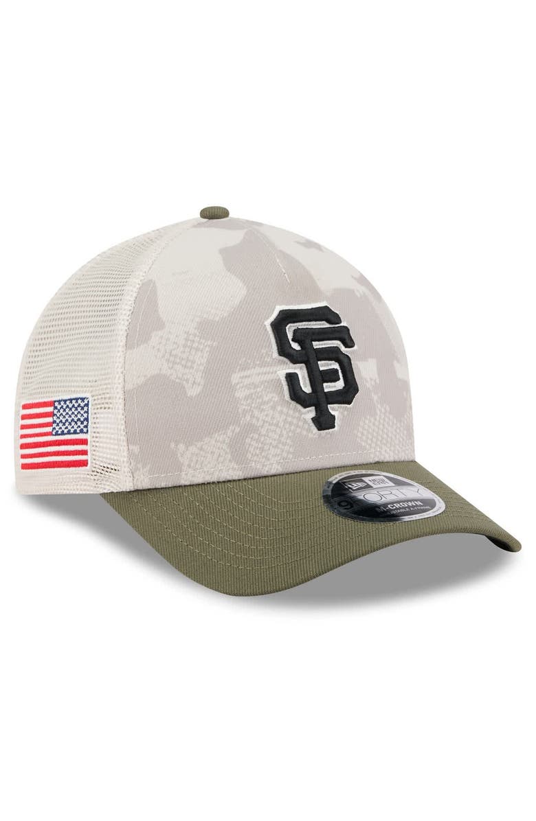 New Era Men's New Era Light Beige/Olive San Francisco Giants 2025 Armed Forces Day 9FORTY M-Crown A-Frame Adjustable Hat, Main, color, Light Beige