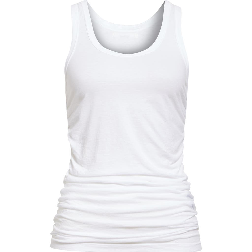 Haikure May Ruched Cotton Tank In Optical White