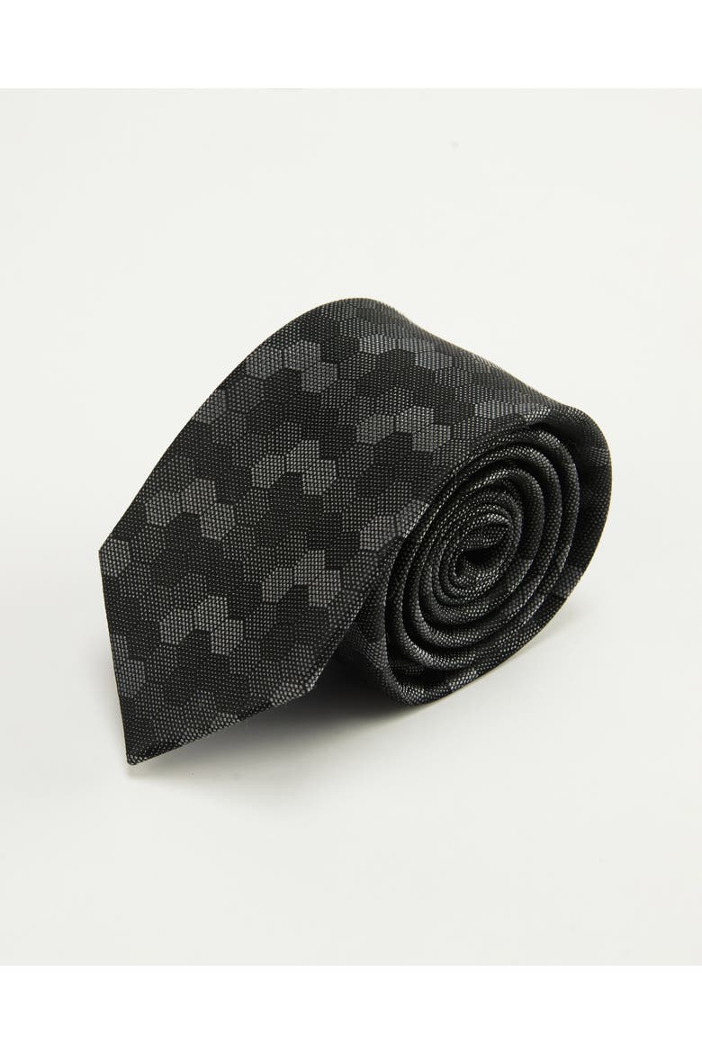 Hexloop Silk Jacquard Tie, Main, color, Charcoal