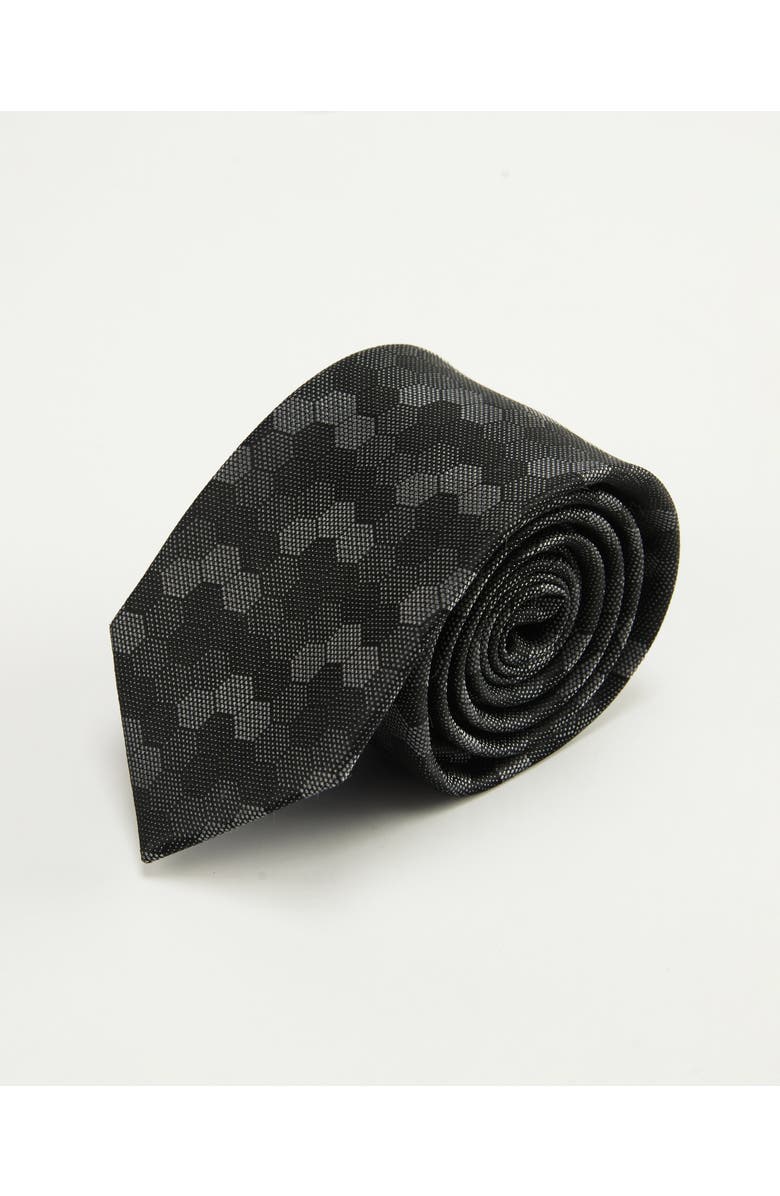 Knottery & Co Hexloop Silk Jacquard Tie, Main, color, Charcoal