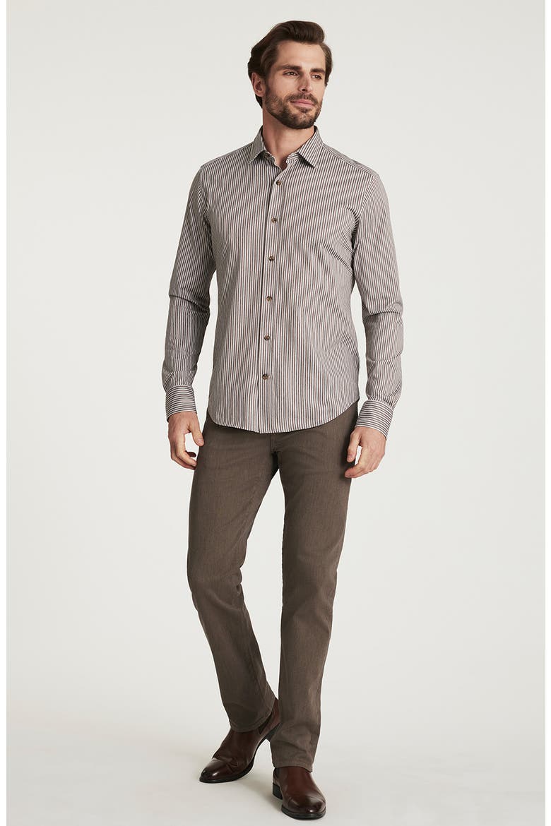 Stripe Button-Up Shirt, Alternate, color, BROWN