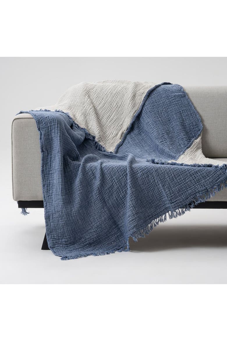 Soho Supersoft 4-Layer Cotton Gauze Throw, Alternate, color, Denim Blue