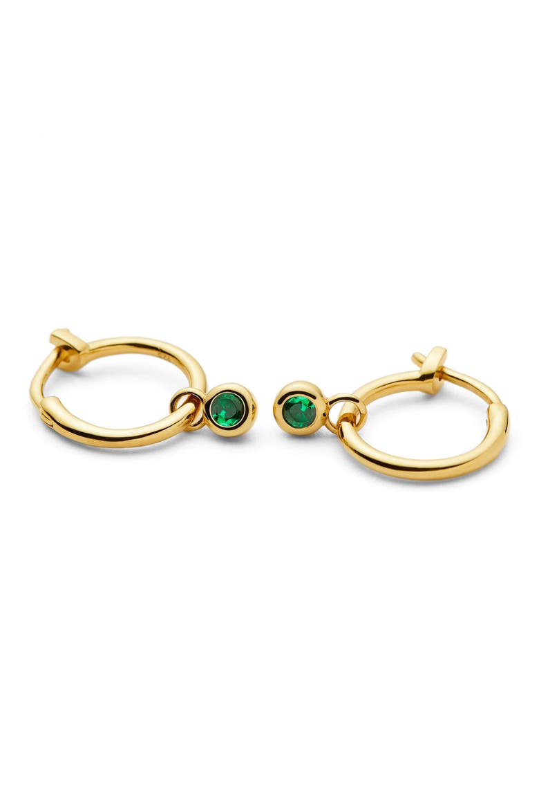 Tennis Charm Mini Hoop Earrings, Alternate, color, GOLD