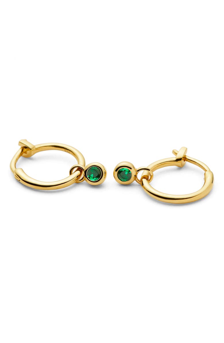 Missoma Tennis Charm Mini Hoop Earrings, Alternate, color, Gold/ Green