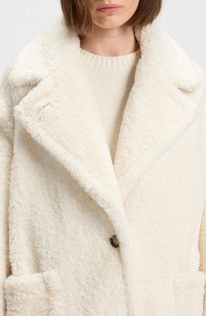 BOSS Orange Catedy Faux Shearling Coat, Alternate, color, Open White