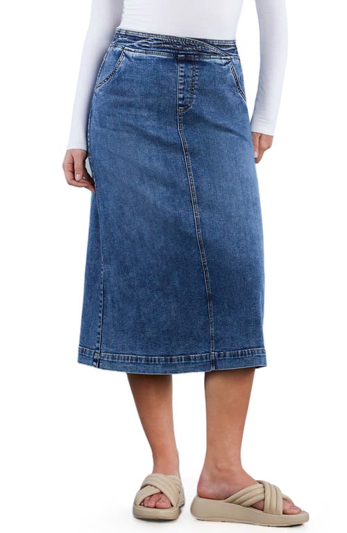 Wash Lab Denim Denim Midi Skirt In Shark Blue