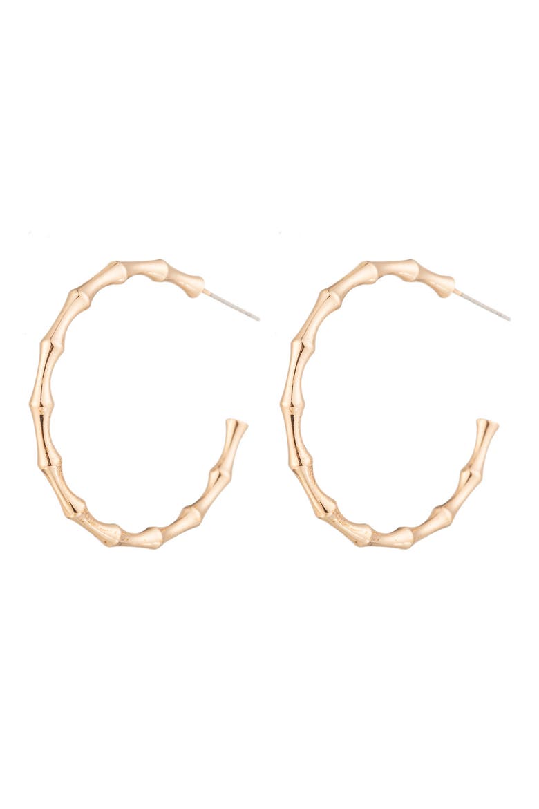 24K Gold Plated Lana Bamboo Textured Hoop Earrings, Main, color, GOLD