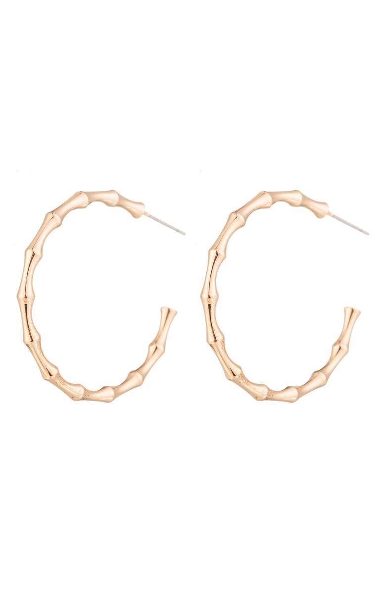 EYE CANDY LOS ANGELES 24K Gold Plated Lana Bamboo Textured Hoop Earrings, Main, color,