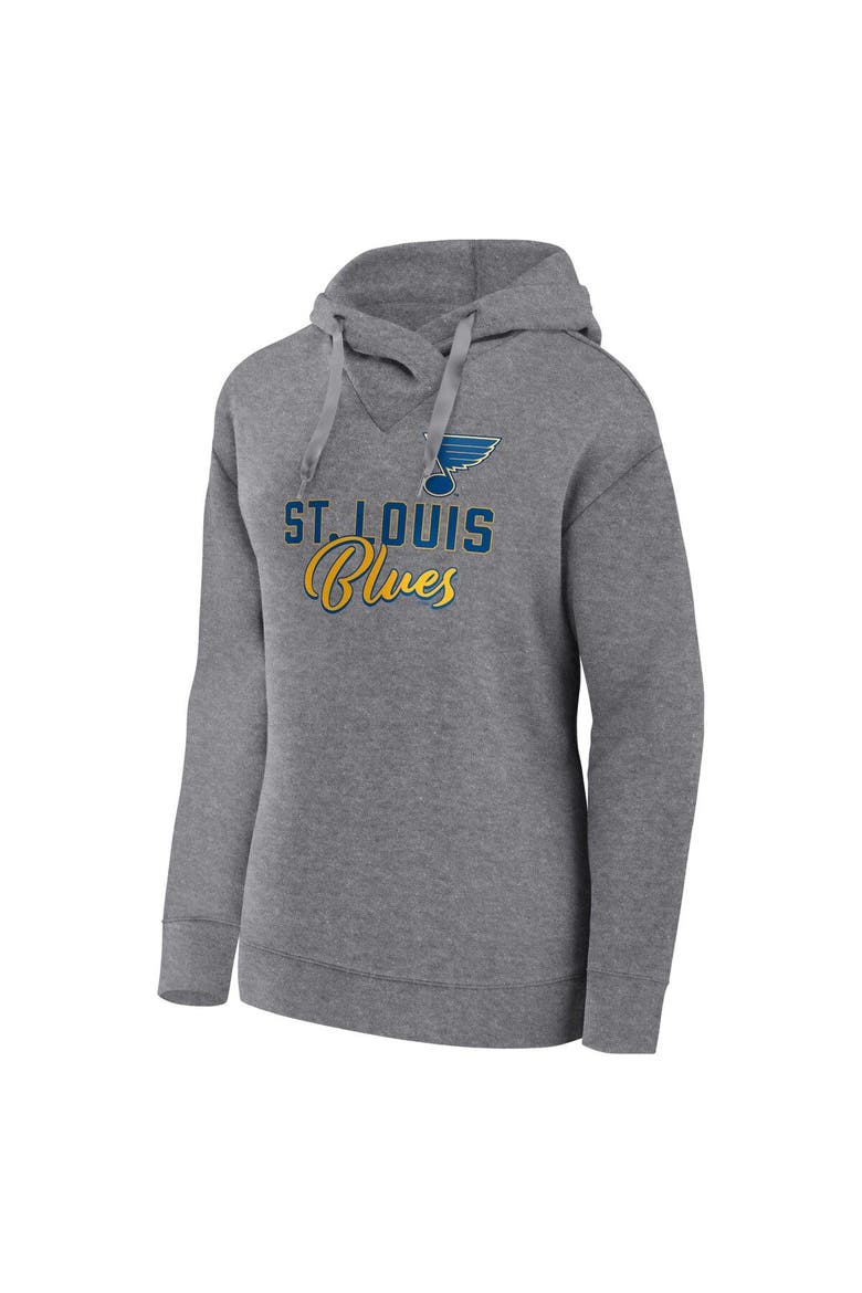 Women's Fanatics Branded Heather Gray St. Louis Blues Script Favorite Pullover Hoodie, Alternate, color, Heather Gray