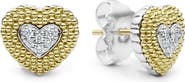 LAGOS Caviar Luxe Diamond Heart Stud Earrings