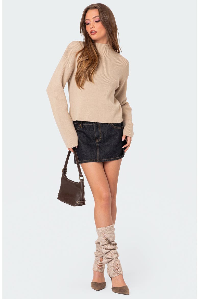 Kimberly Rib Funnel Neck Sweater, Alternate, color, BEIGE