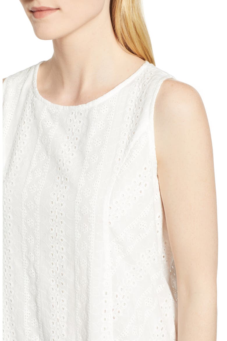Eyelet Shift Dress, Alternate, color, WHITE