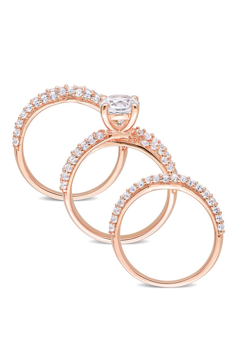 DELMAR Set of 3 Lab Grown White Sapphire Rings, Alternate, color, White/ Rose Gold