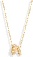NORDSTROM RACK Cubic Zirconia & Faux Pearl Rondelle Pendant Necklace