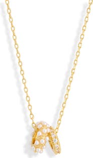 NORDSTROM RACK Cubic Zirconia & Faux Pearl Rondelle Pendant Necklace