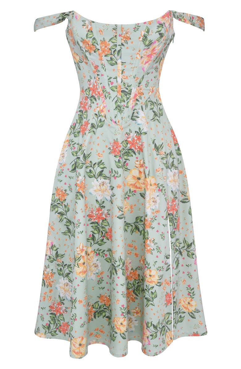 HOUSE OF CB Saira Floral Lace-Up Corset Cocktail Dress, Alternate, color,