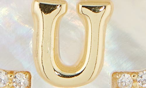 Argento Vivo Sterling Silver Clover Mother-of-pearl Initial Pendant Necklace In Gold