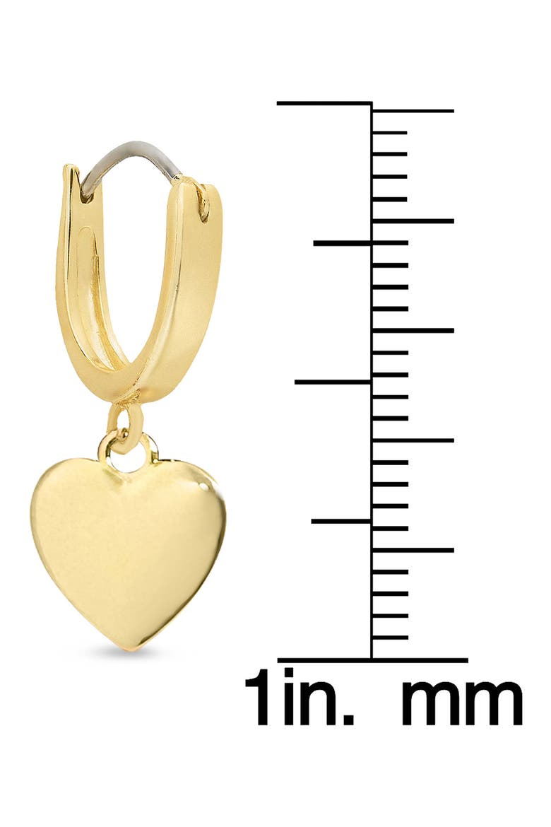 Kids' Heart Drop Hoop Earrings, Alternate, color, GOLD
