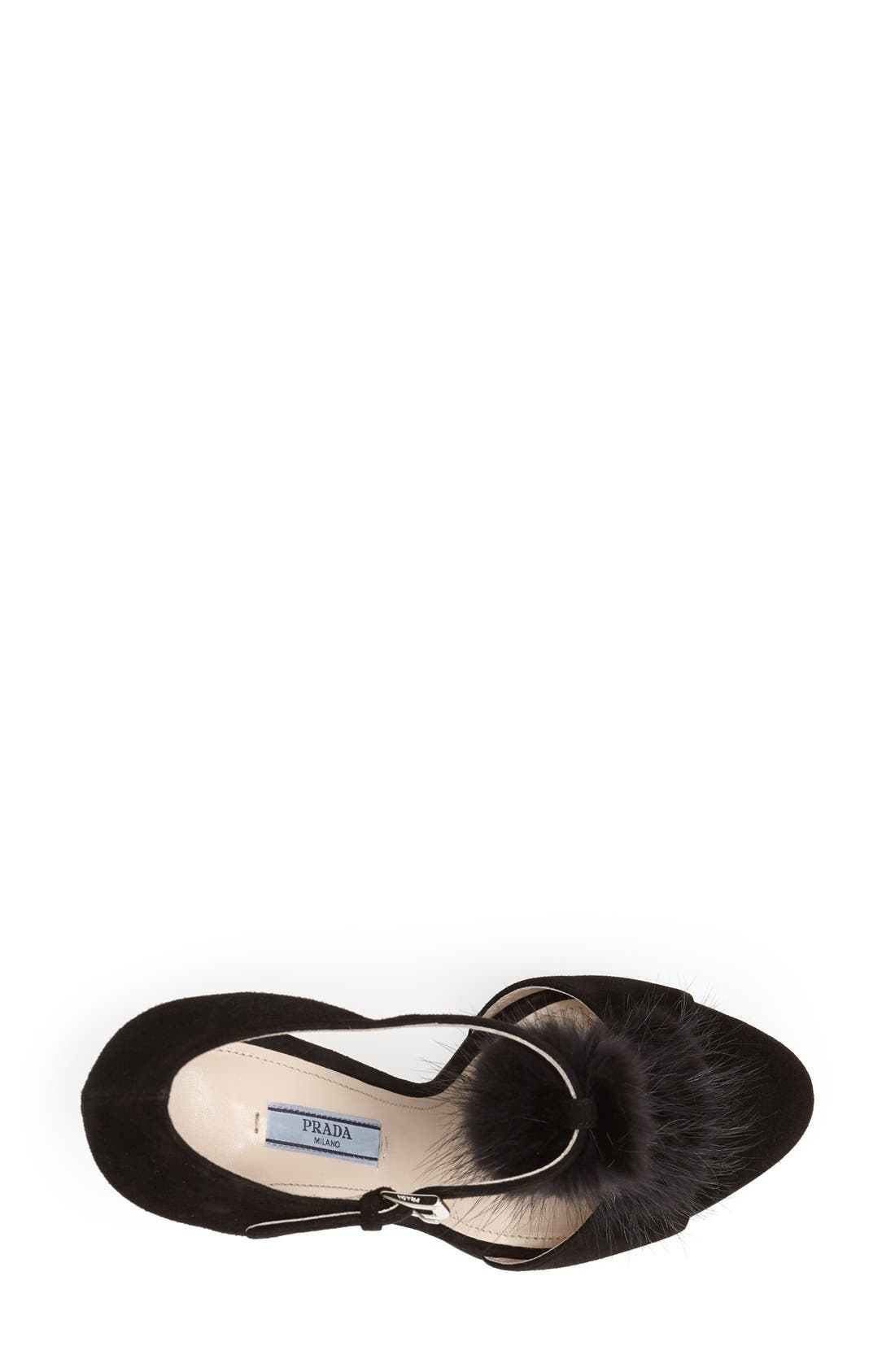 Fur Trimmed Sandal, Alternate, color, BLACK