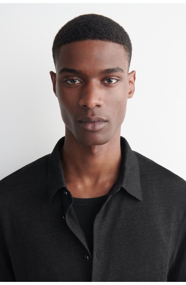 COS Linen-jersey Short-sleeved Shirt, Alternate, color, Black