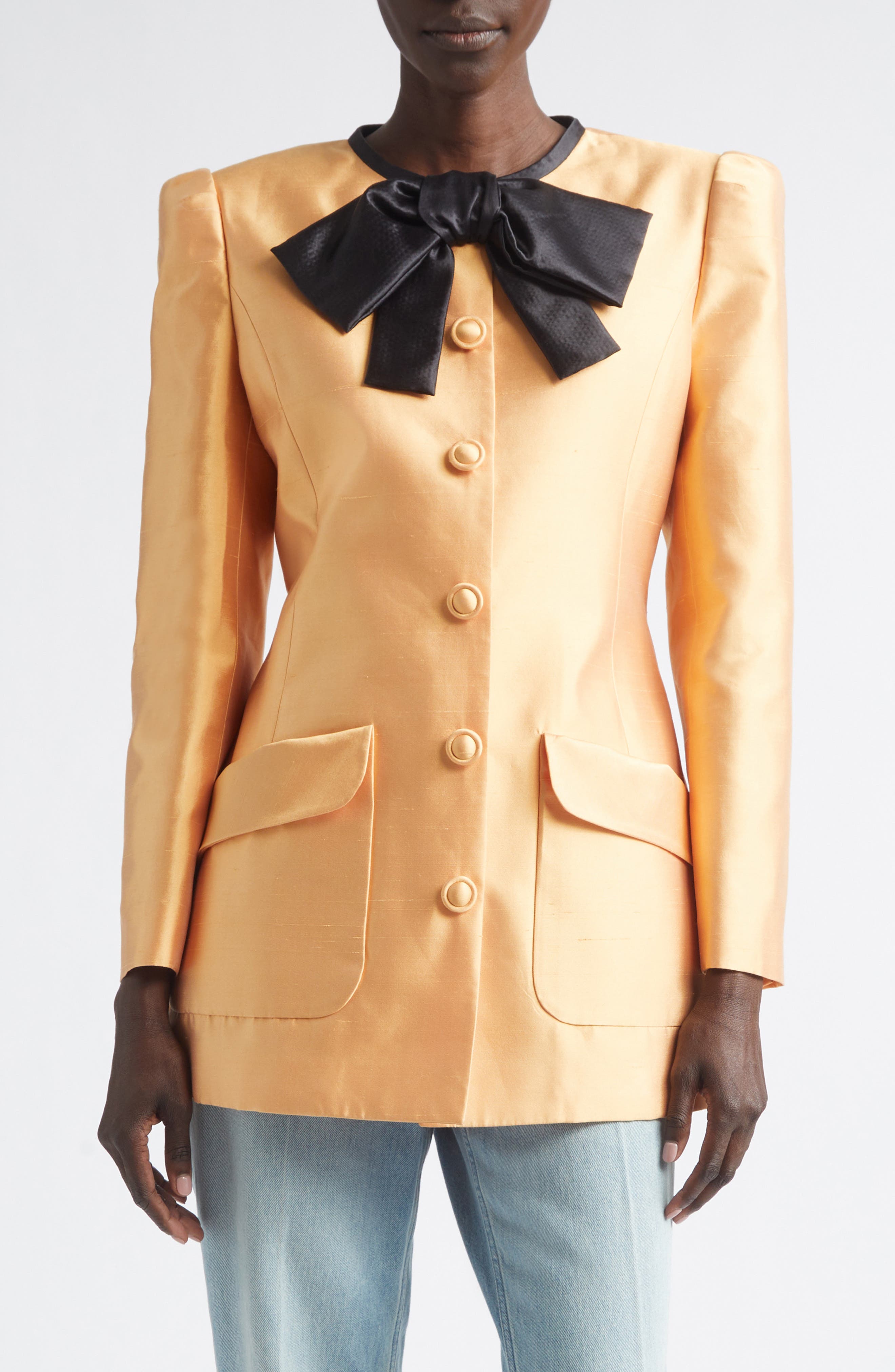 Silk Shantung Bow Jacket