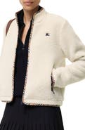 Burberry Cropped Wool Cashmere Blend Fleece Jacket