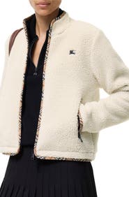 Burberry Cropped Wool Cashmere Blend Fleece Jacket