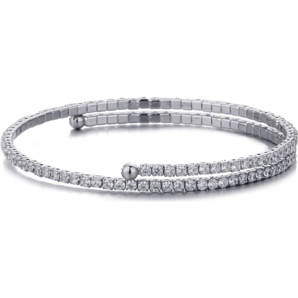 Adornia Crystal Coil Wrap Bracelet In Silver