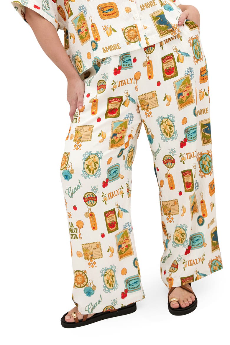 Amore Print Wide Leg Pants, Main, color, CREME LA DOLCE