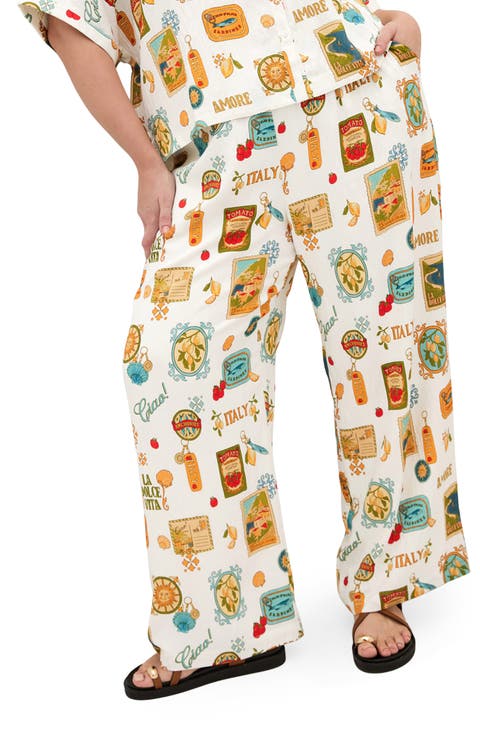 Amore Print Wide Leg Pants (Plus)