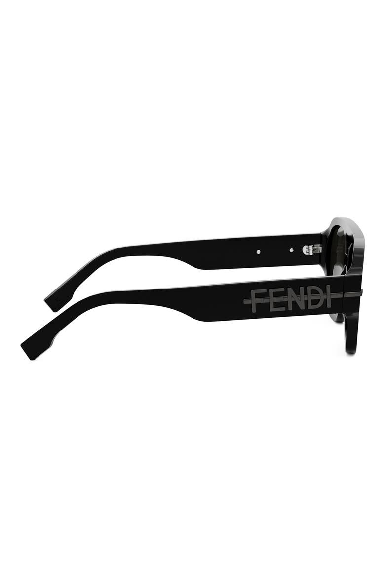 'Fendigraphy 55mm Geometric Sunglasses, Alternate, color, SHINY BLACK / SMOKE