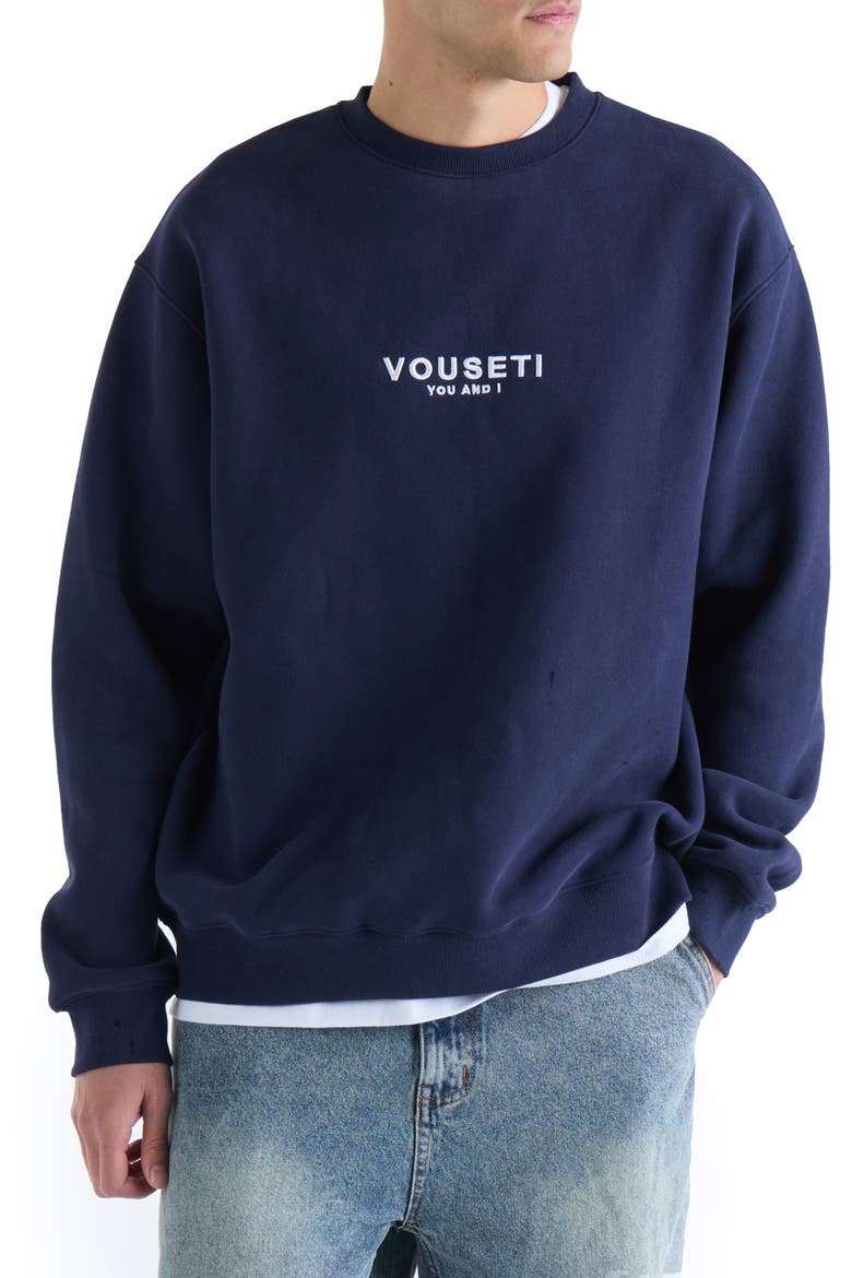 OG Fleece Crewneck Sweatshirt, Main, color, NAVY
