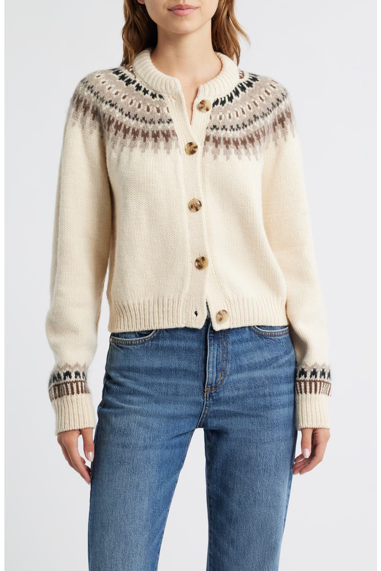 Clarke Cardigan, Main, color, OATMEAL OLYMPIA FAIR ISLE
