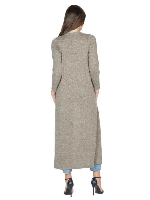 24seven Comfort Apparel Womens Long Duster Open Front Knit Cardigan In Neutral